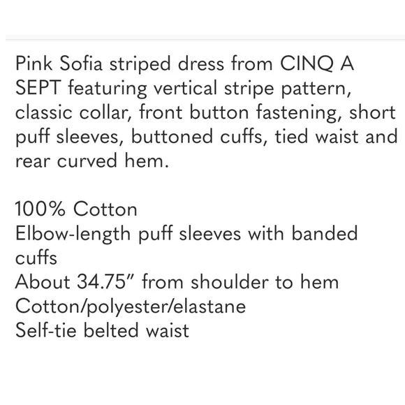 CINQ Á SEPT Shirt Dress Sofia Stripe Button Down Mini Pink Black White Pinstripe - Picture 4 of 10